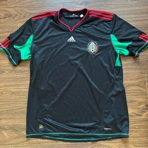 Adidas Mexico Men's Black and Red Soccer 2010 away Jersey